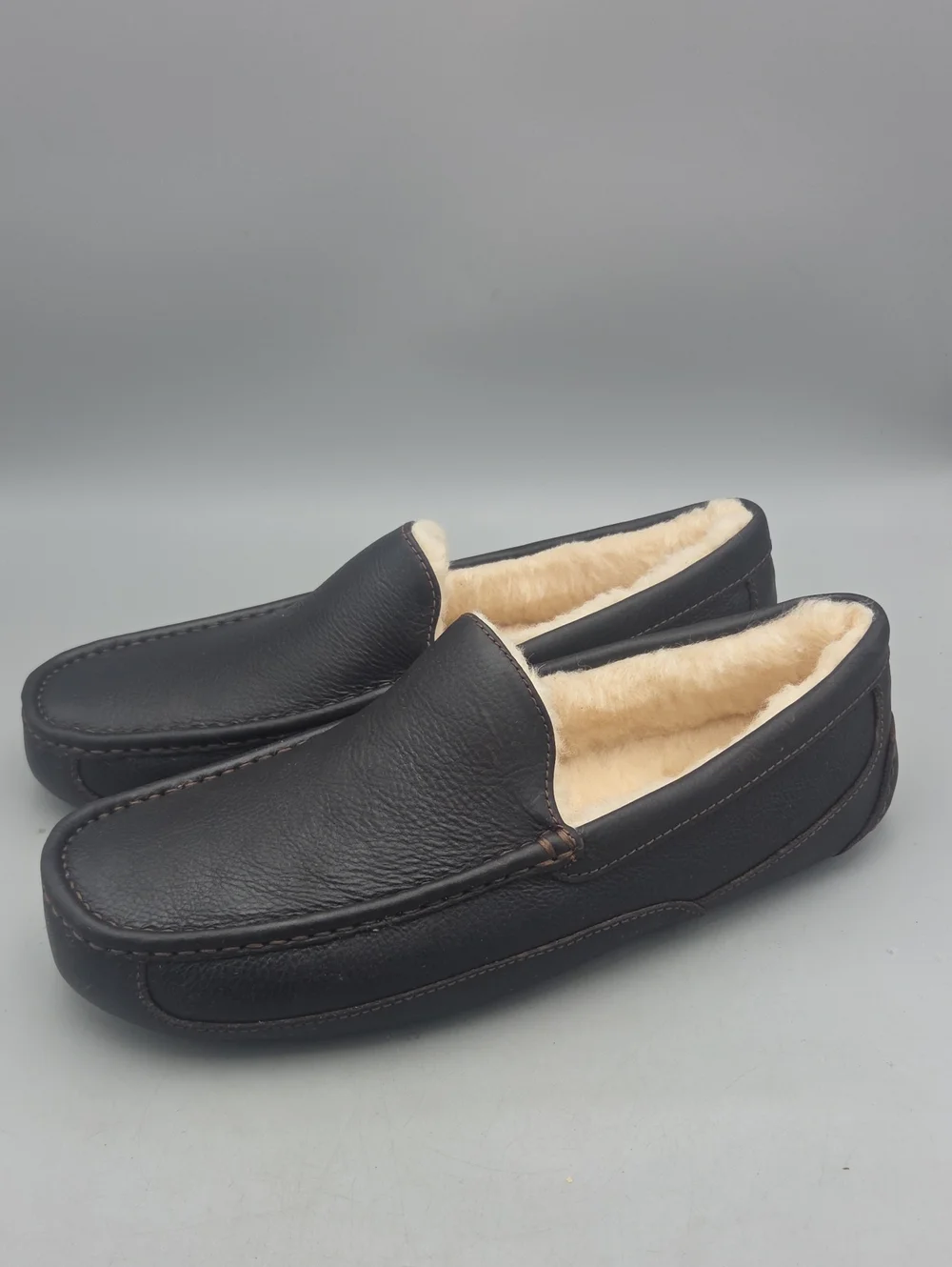 UGG Men's Ascot Brown Leather House Slippers Men 12